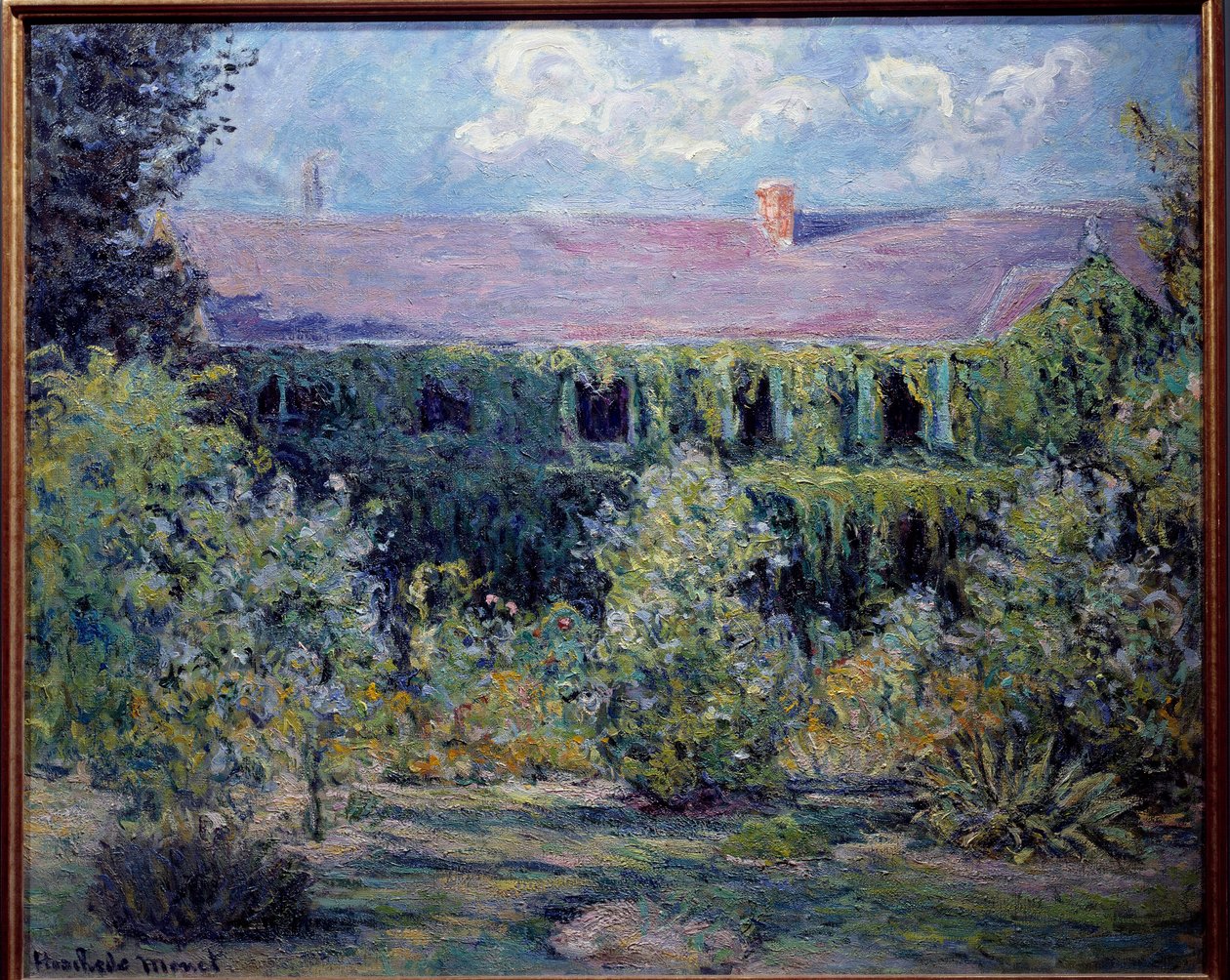 Maleren Claude Monets hus har Giverny-maleri af Blanche Hosche (1865-1947) 1800-tallet. Vernon, Musee Poulain Bemærk! Brug af dette værk kan være underlagt en anmodning om tredjepartsgodkendelse eller yderligere gebyrer af Claude Monet