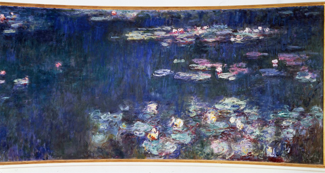 Nymfeerne, grønne reflekser Diptykon højre. Maleri af Claude Monet (1840-1926) 1914-1926 Dim. 2 x 4,25 m. Paris. Orangerie Museum af Claude Monet