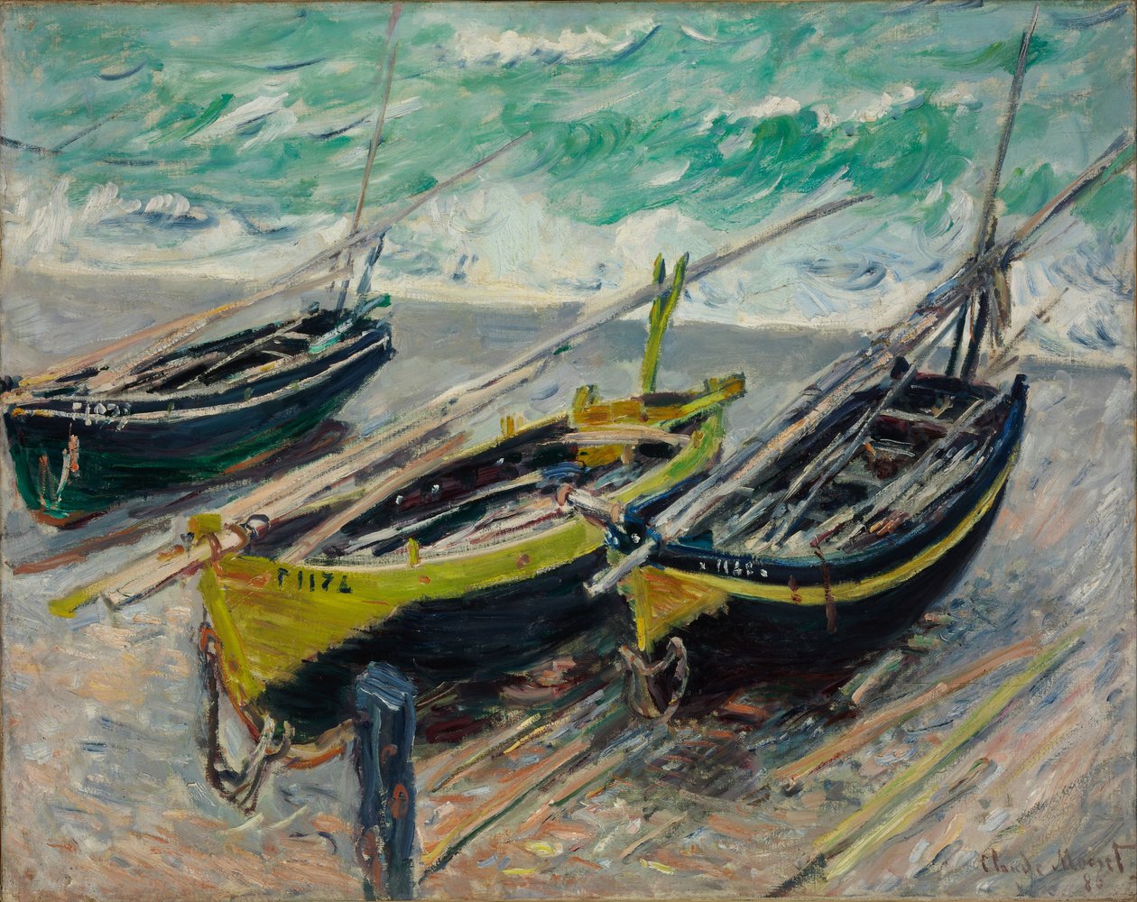 Tre fiskerbåde af Claude Monet