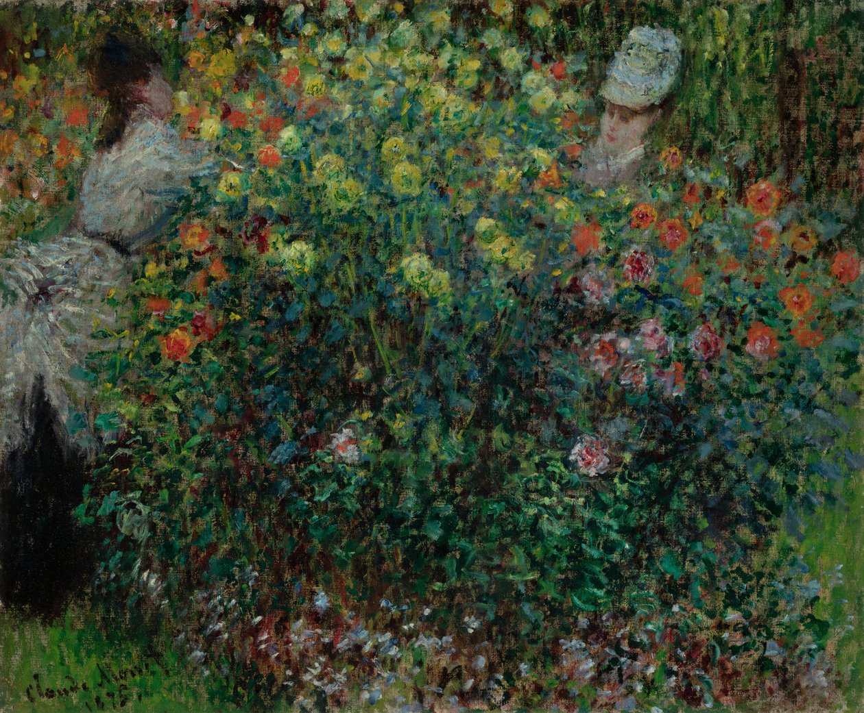 To kvinder blandt blomsterne, 1875 af Claude Monet