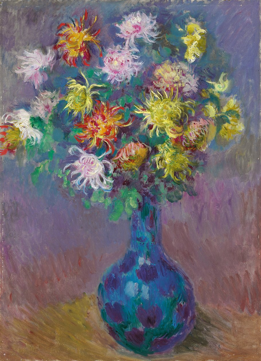 Vase med krysantemum, 1882 af Claude Monet