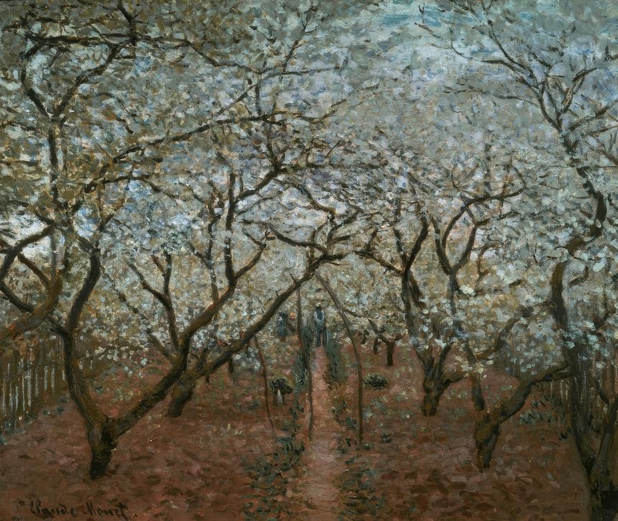 Blomstrende frugtplantage, Vétheuil af Claude Monet