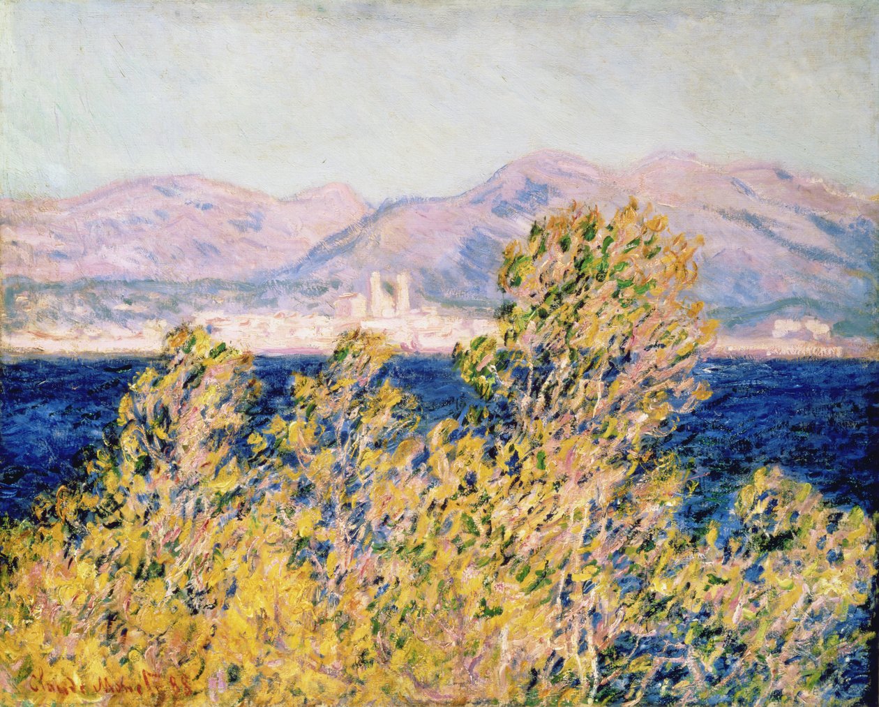 Udsigt over Cap d"Antibes med mistralblæsningen, 1888 af Claude Monet
