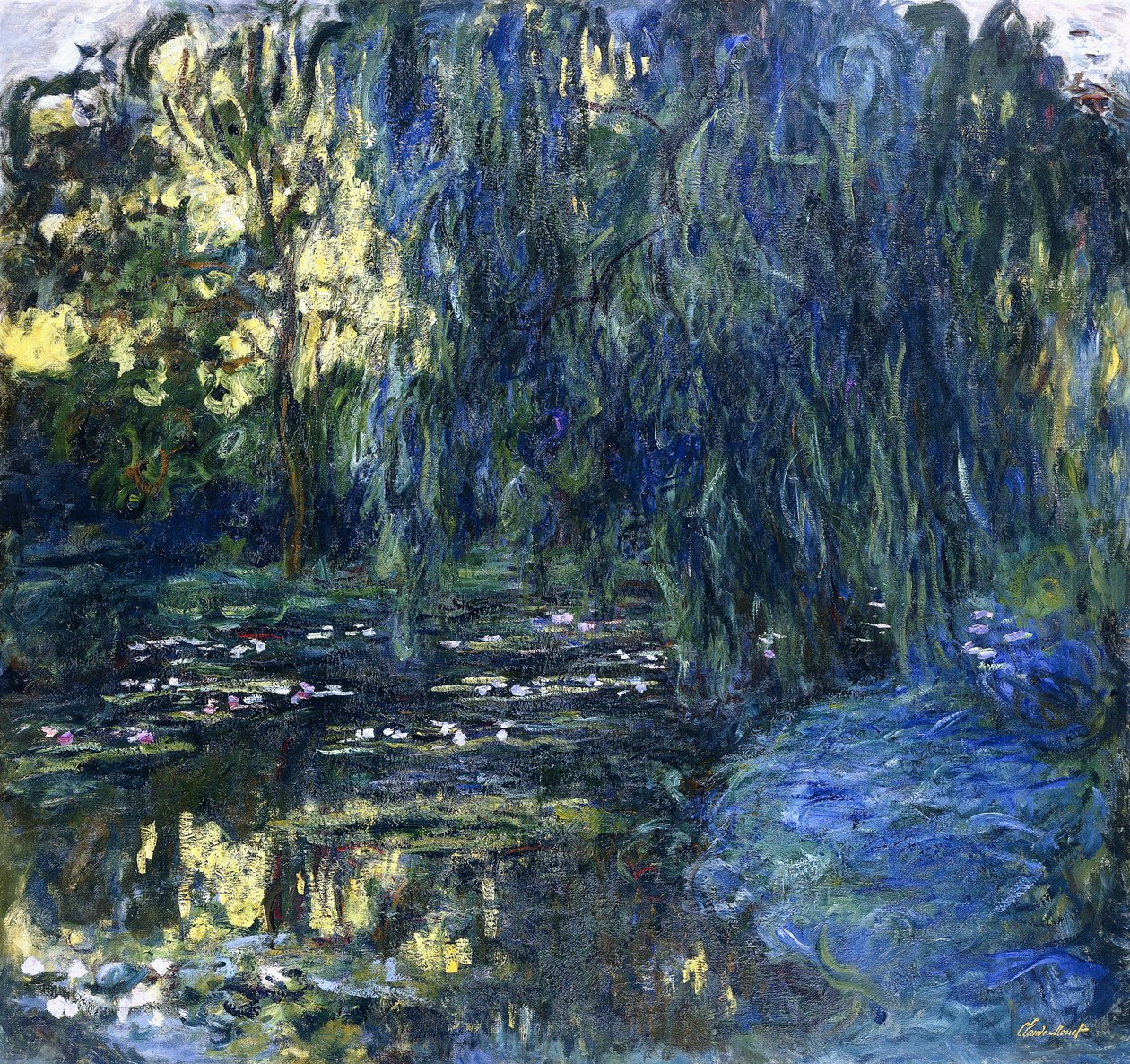 Udsigt over lilyponden med pil, ca. 1917-1919 af Claude Monet