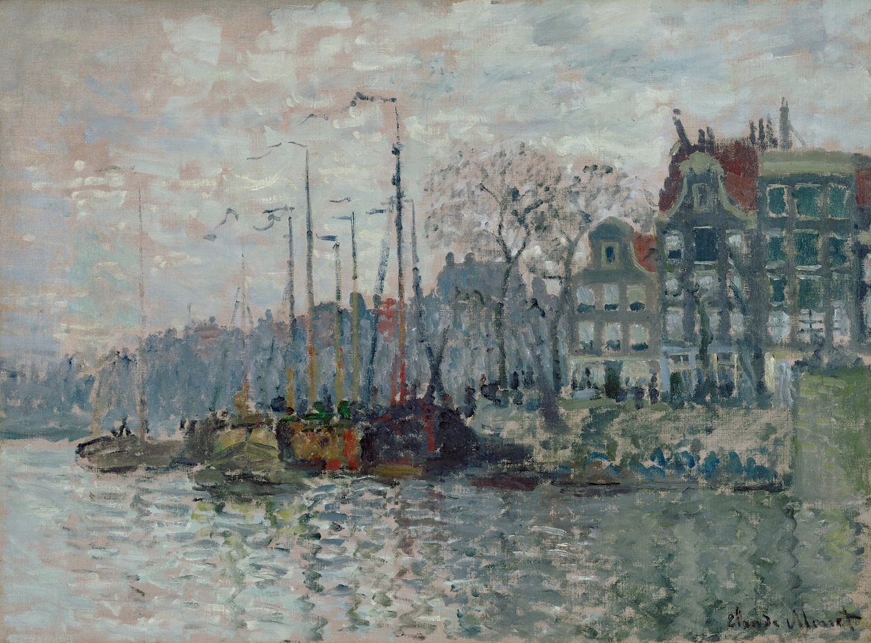 Udsigt over Prins Hendrikkade og Kromme Waal i Amsterdam, 1874 af Claude Monet