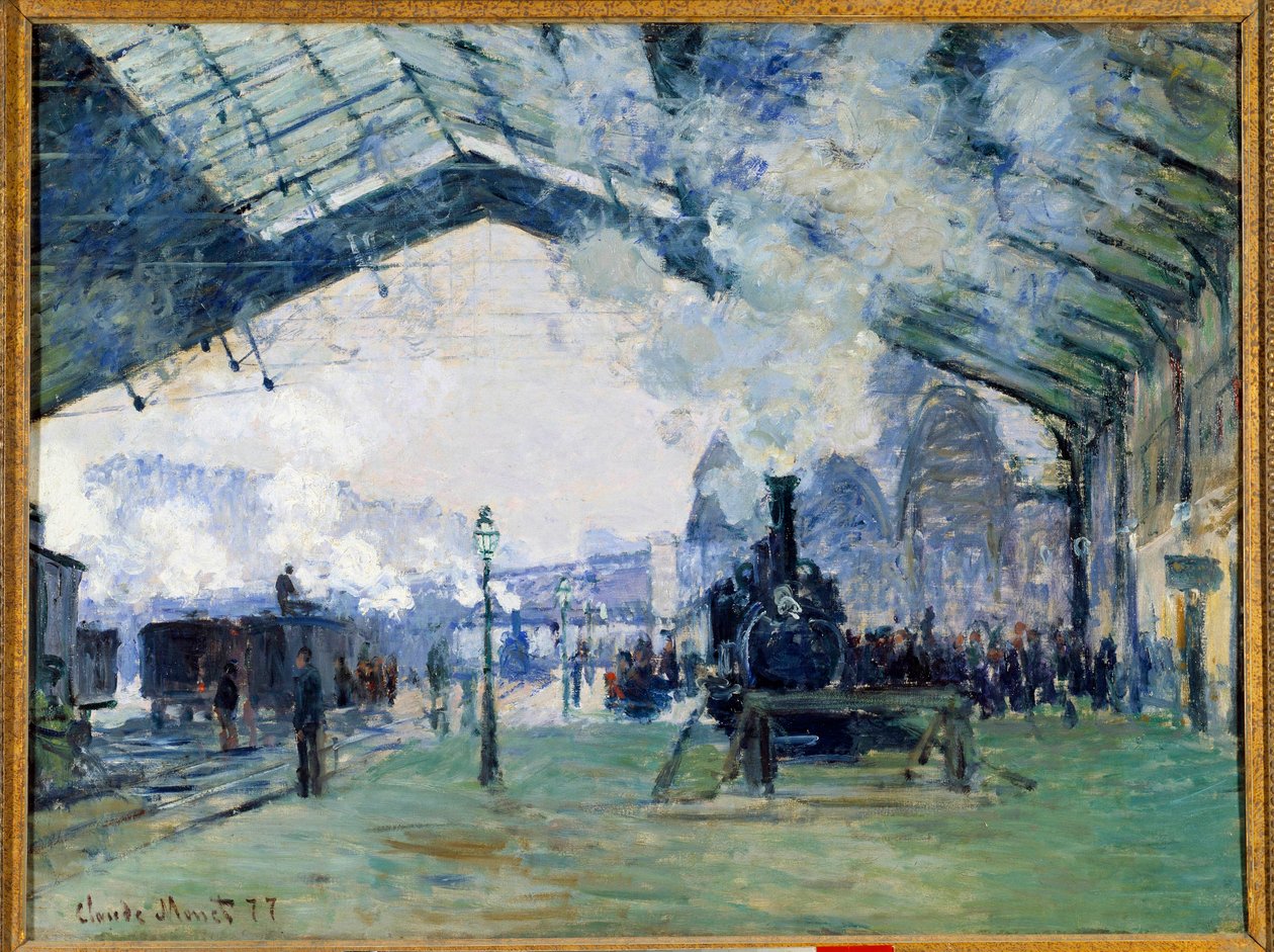 Näkymä Saint Lazaren rautatieasemalle Pariisissa ja Normandian junalle af Claude Monet