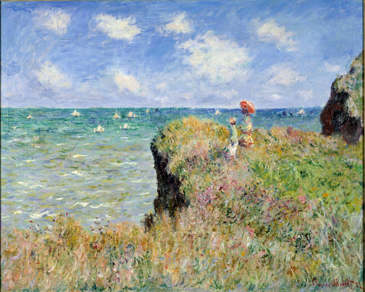 Gå på kanten af klippen, Pourville af Claude Monet