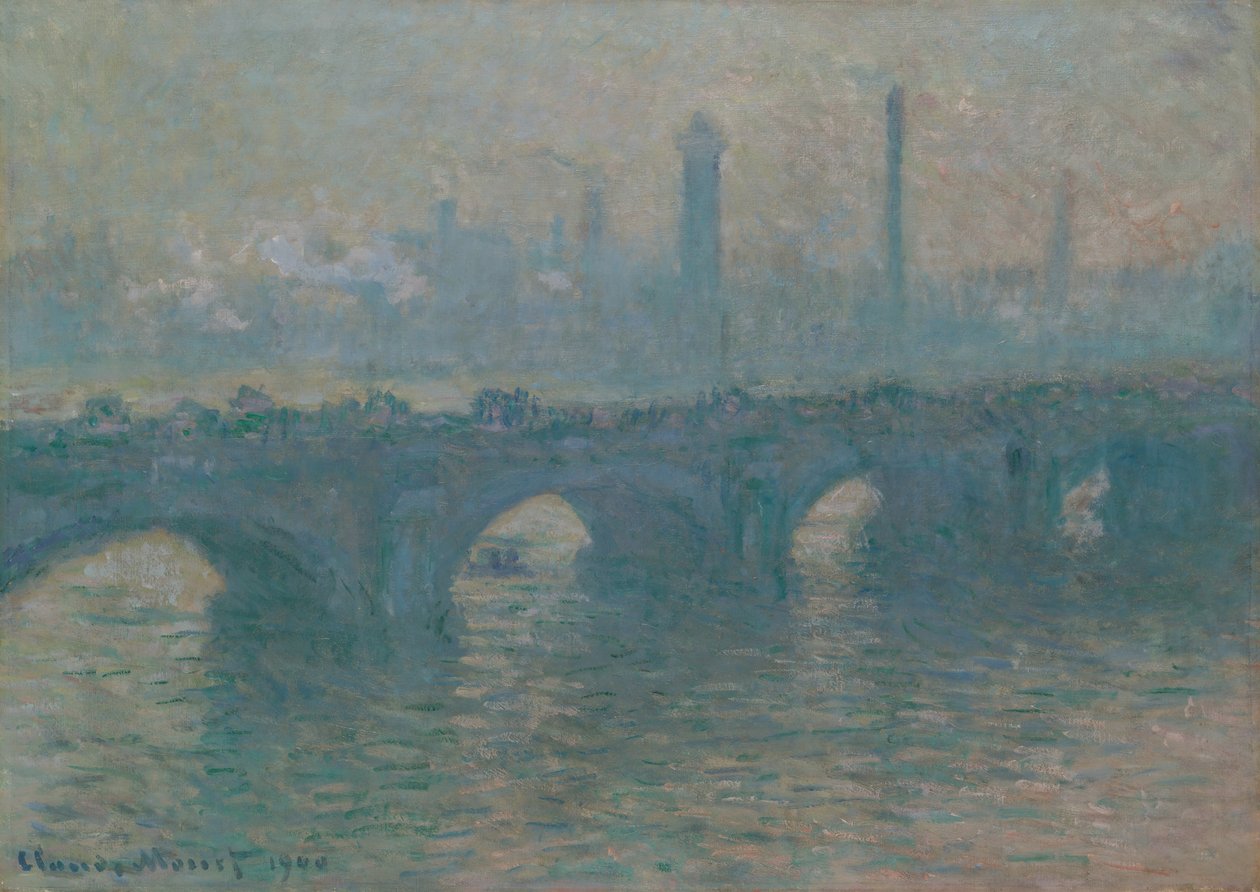 Waterloo Bridge, gråvejr, 1900. af Claude Monet