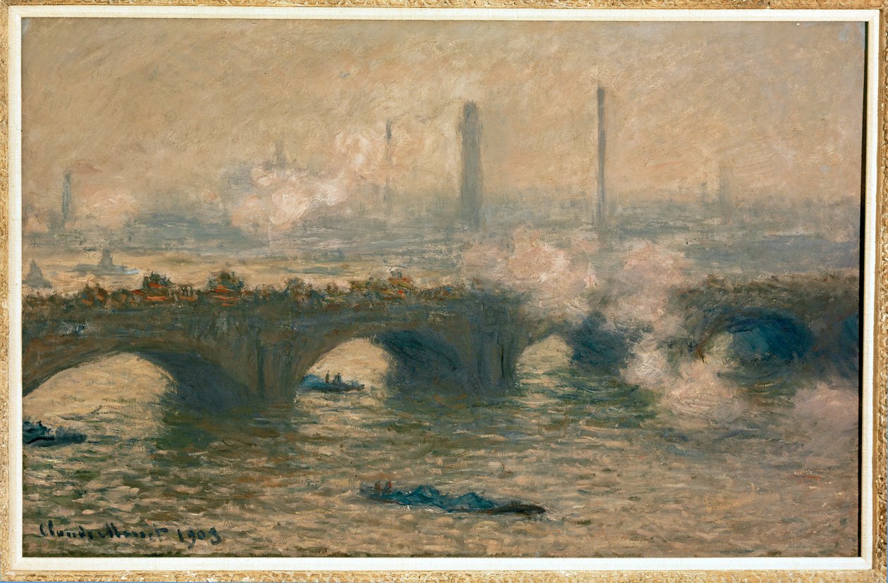 Waterloo Bridge. Grå dag (olie på lærred) af Claude Monet