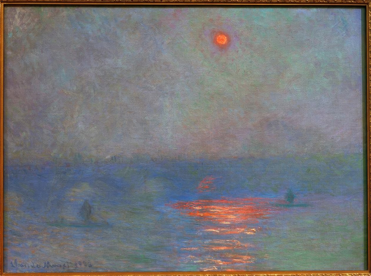 Waterloo Bridge, Sol i tågen (Sonne im Nebel) af Claude Monet