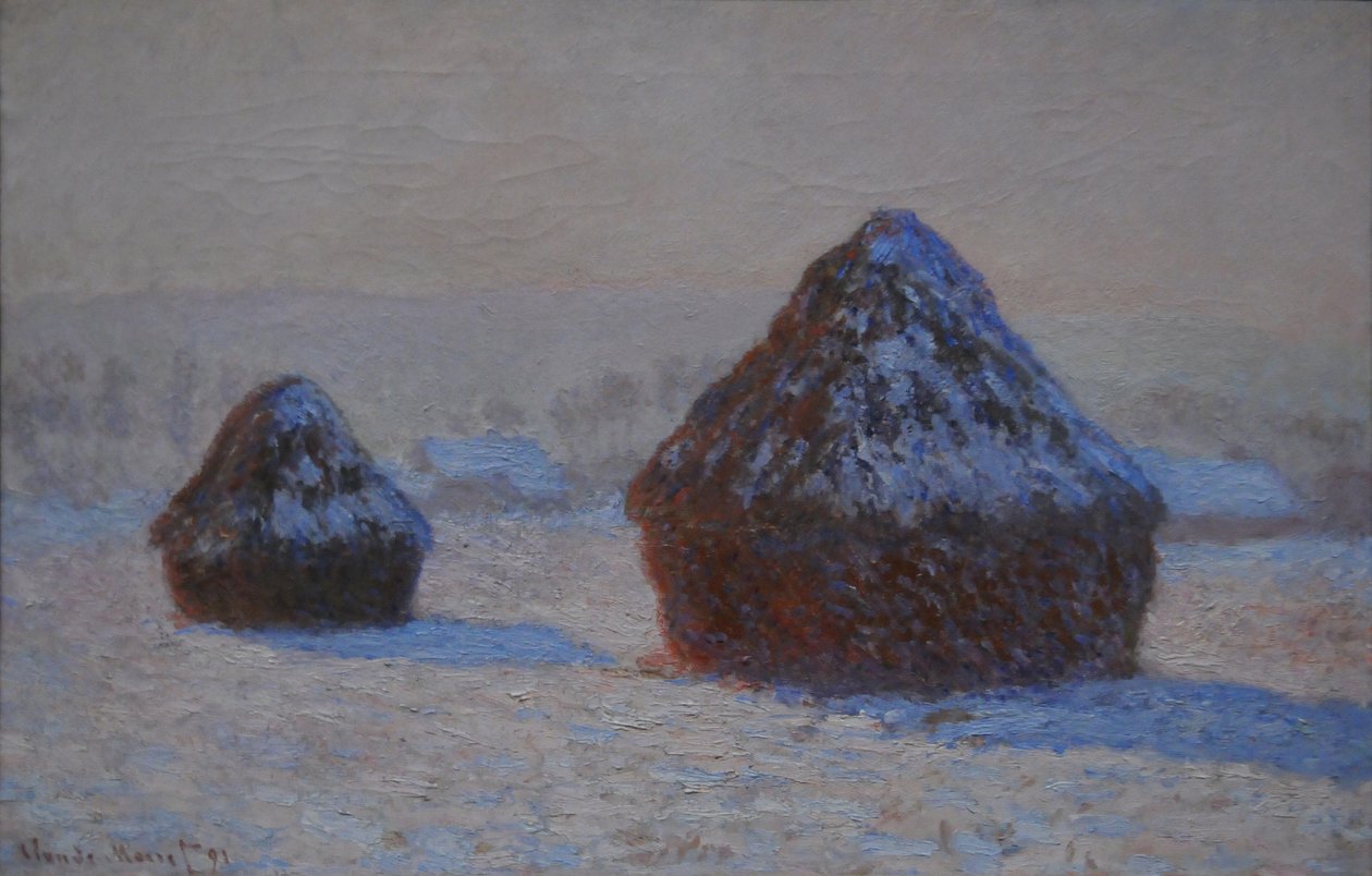Wheatsstacks, Sneeffekt, Morgen, 1891 af Claude Monet