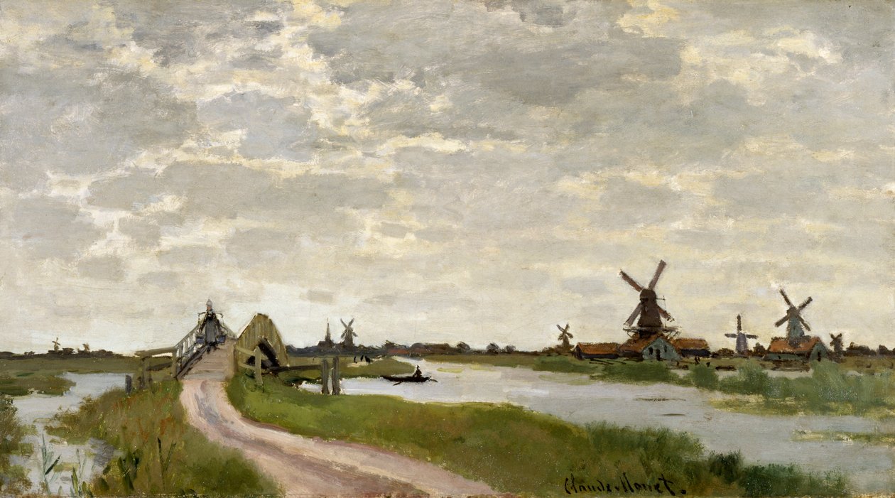 Vindmøller nær Zaandam af Claude Monet