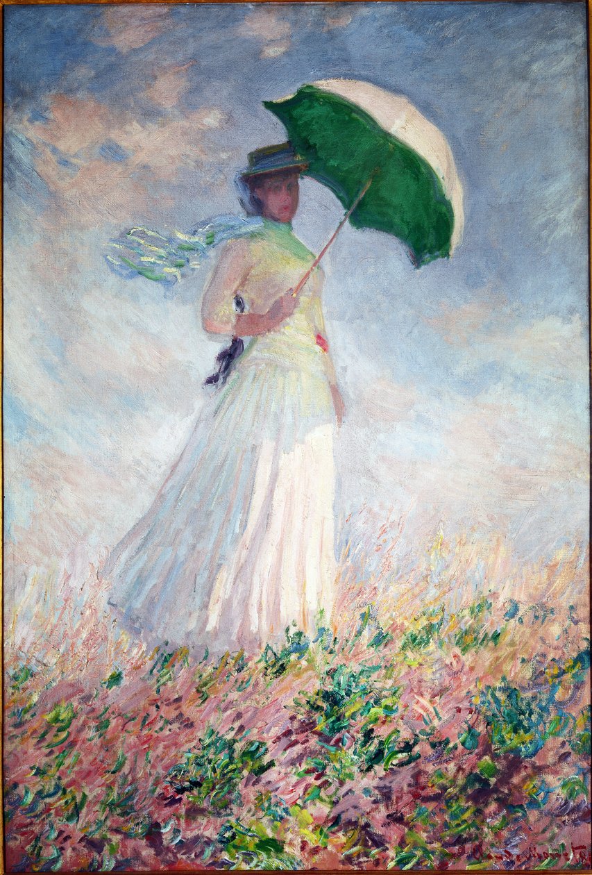 Kvinde med en parasol vendt mod højre af Claude Monet