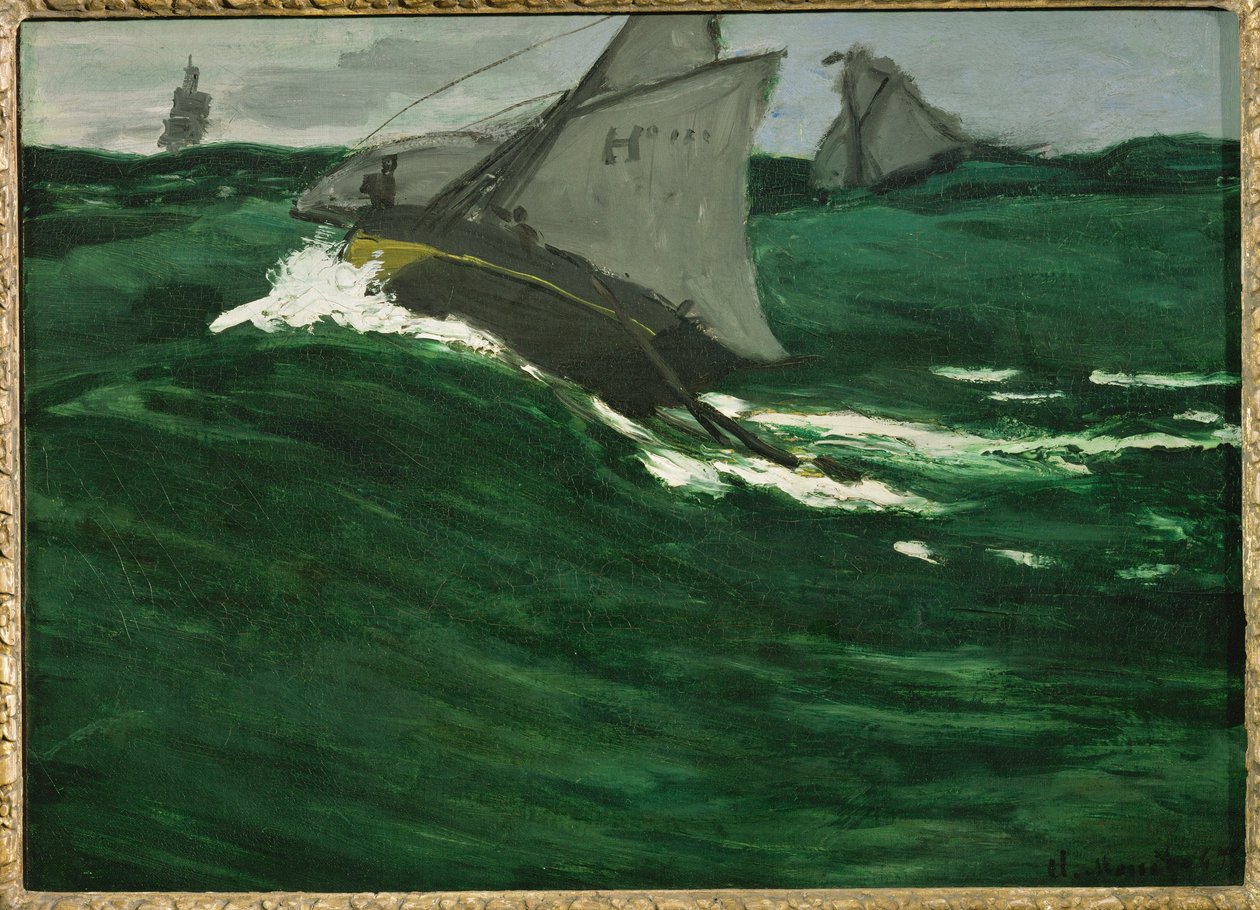 grøn bølge (maleri på lærred) af Claude Monet