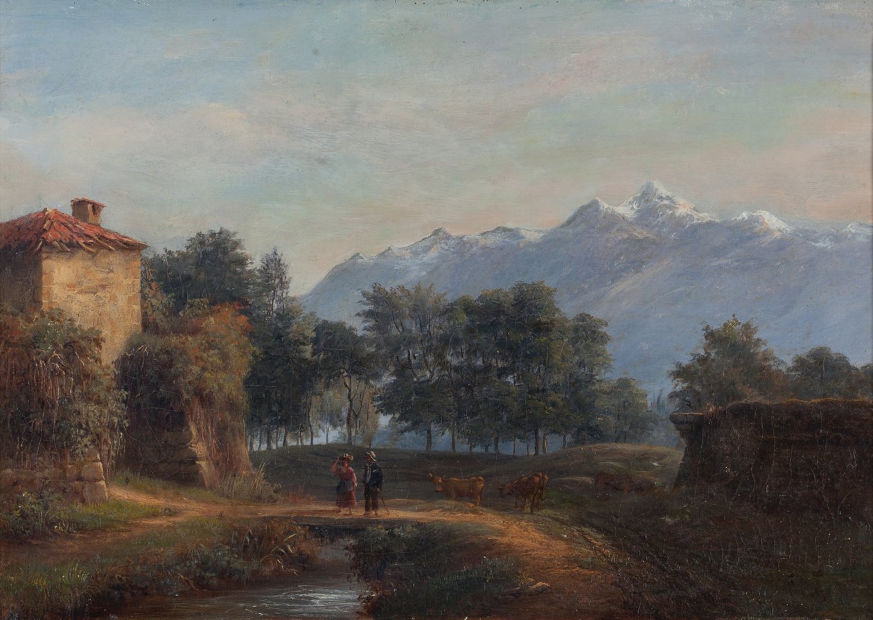 Væggene i Grenobles volde på siden af Île Verte (Olie på lærred) af Claude Pollet