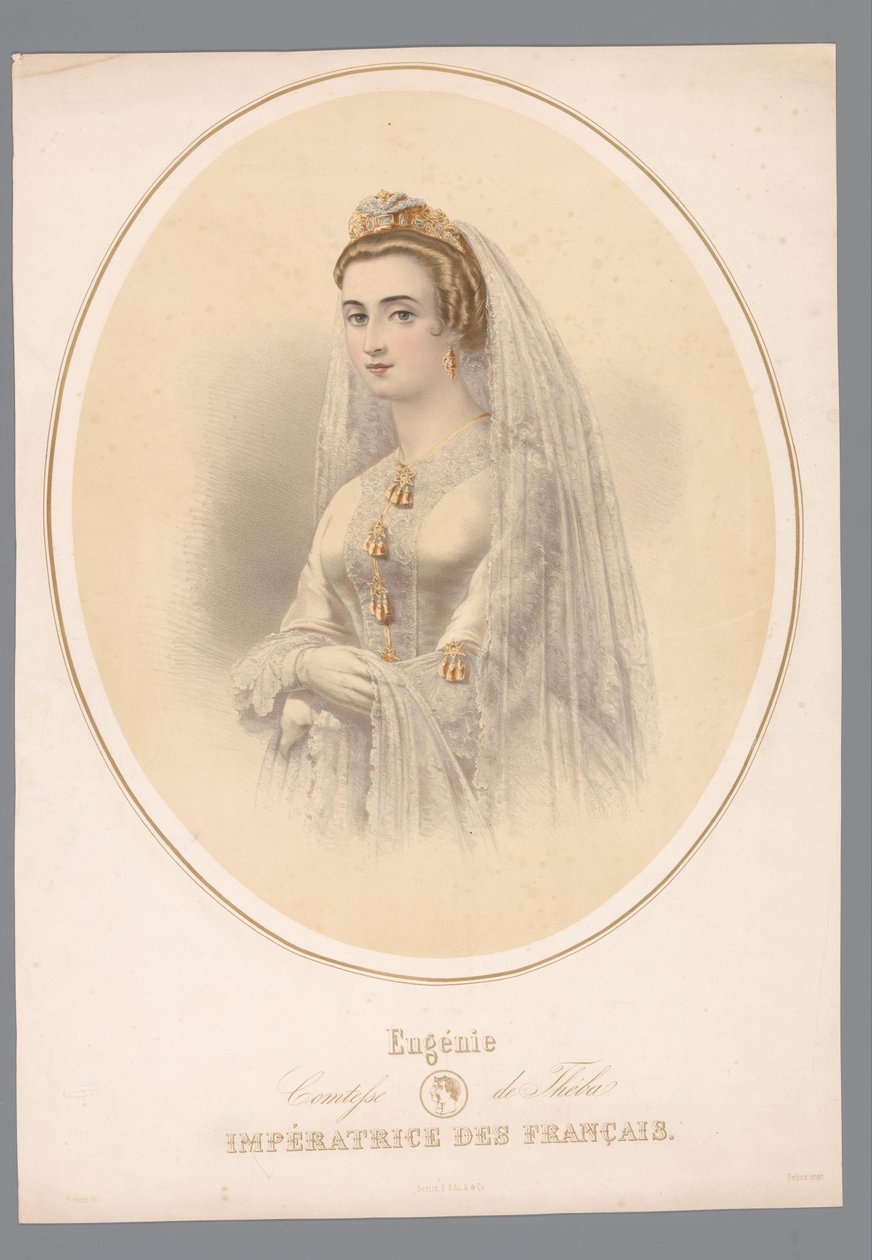 Portret van Eugenie, keizerin van Frankrig Eugenie, grevinde af Theba. Kejserinde af den franske (titel på objekt) af Claude Régnier