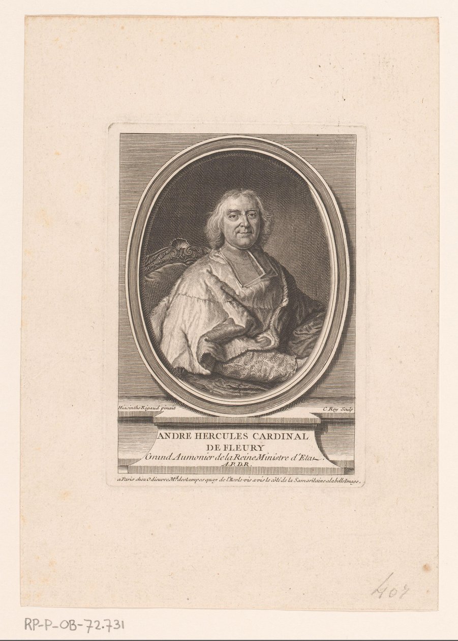 Portræt af André-Hercule de Fleury af Claude Roy