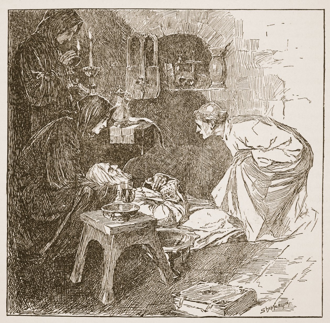 Death of Bede, illustration fra 
