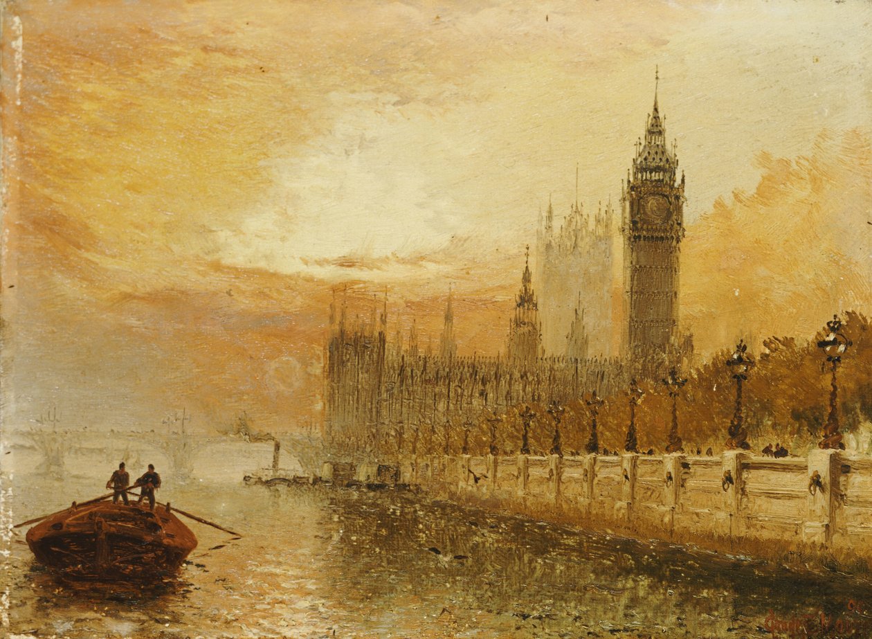 Udsigt over Westminster fra Themsen af Claude T. Stanfield Moore