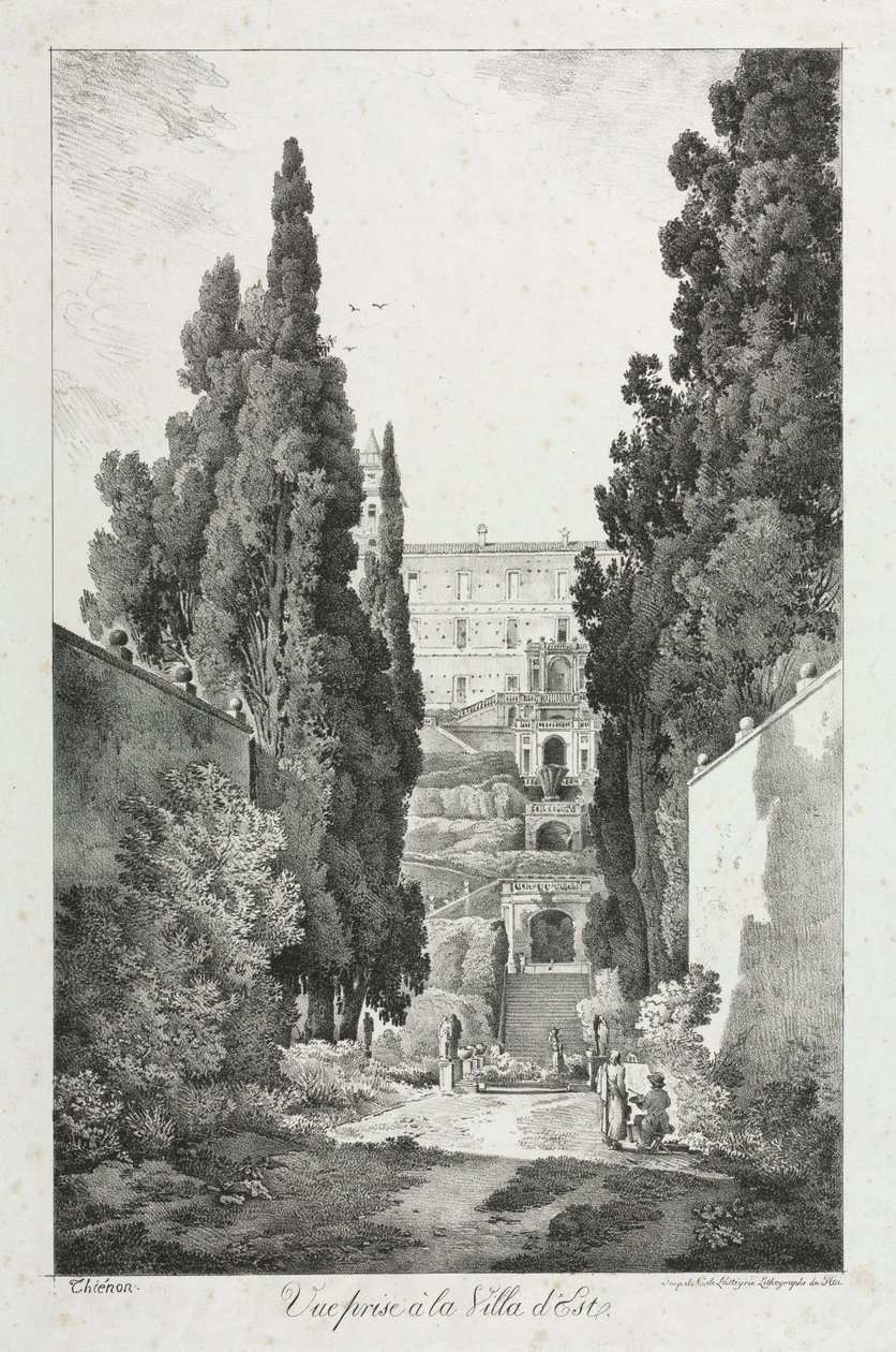 View at Villa dEste, Tivoli, 1817. af Claude Thienon