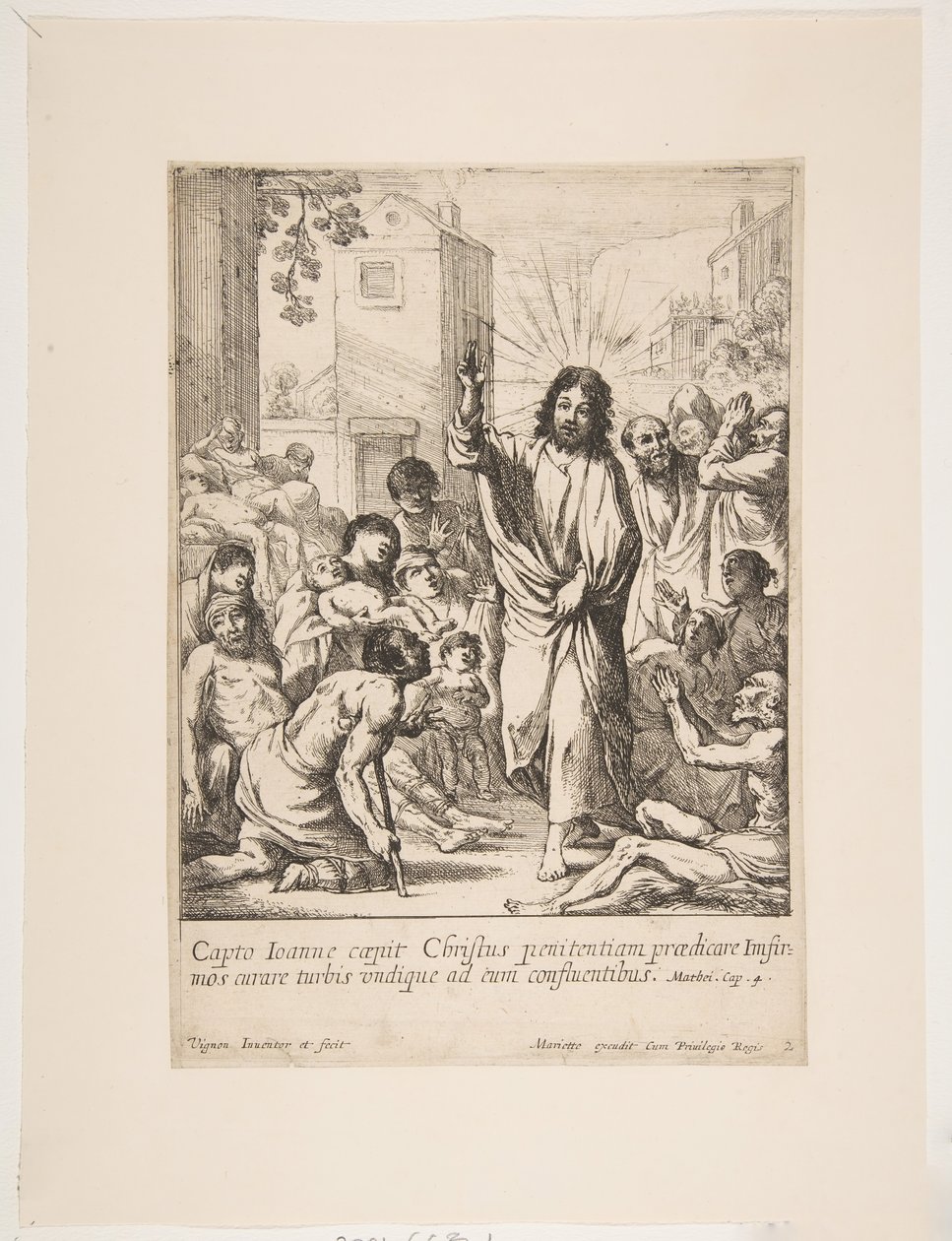 Helbredelse af svagelige Jesus Kristus helbreder mange syge mennesker i Galilæa. af Claude Vignon