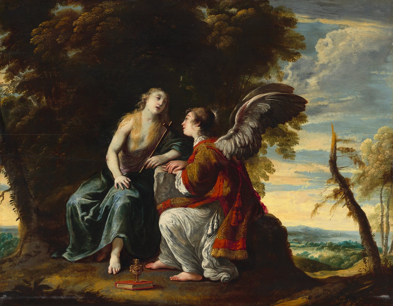 Maria Magdalene trøstet af en engel af Claude Vignon