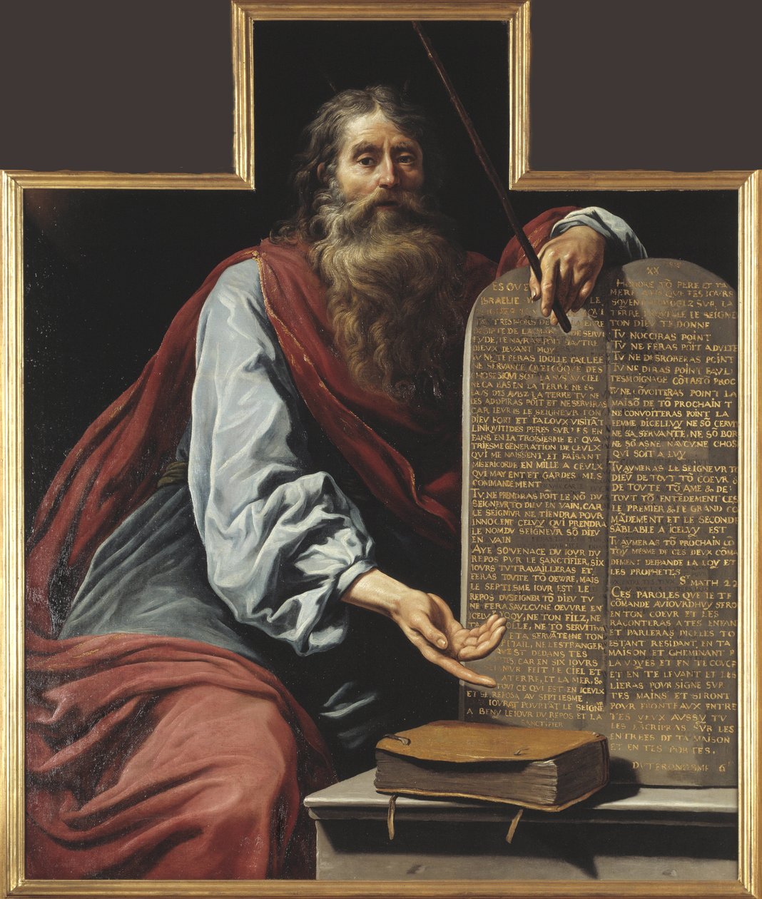 Moses og de ti bud - Moses med de ti bud, af Claude Vignon (1593-1670). Olie på lærred. Størrelse: 160x131,5cm. Nationalmuseum Stockholm af Claude Vignon