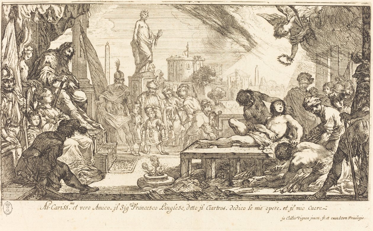 Saint Lawrences martyrium af Claude Vignon