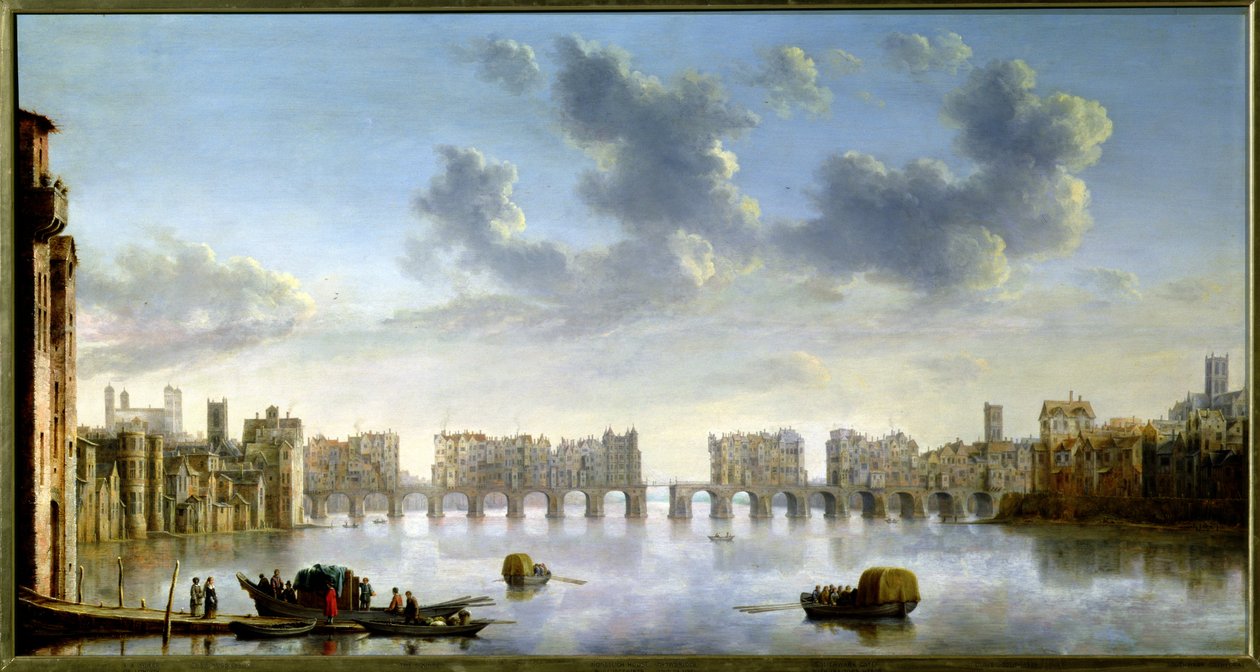 Old London Bridge (olie), ca. 1630 af Claude de Jongh