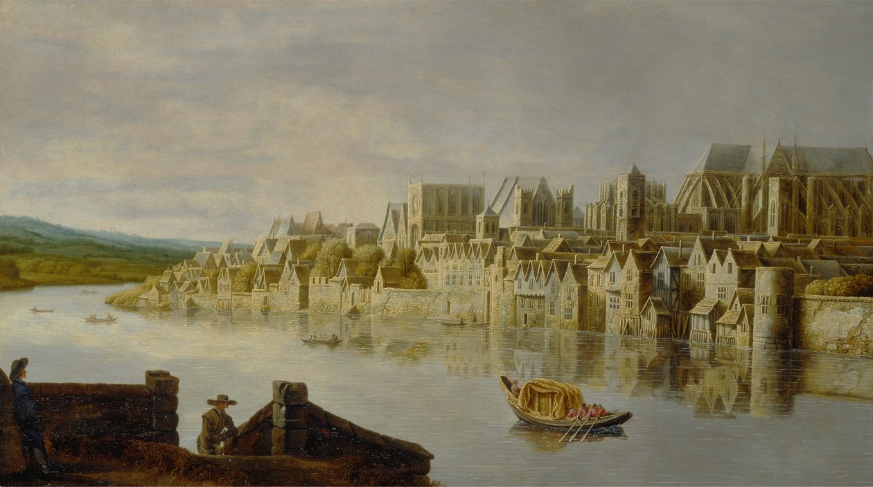 Themsen ved Westminster Stairs af Claude de Jongh