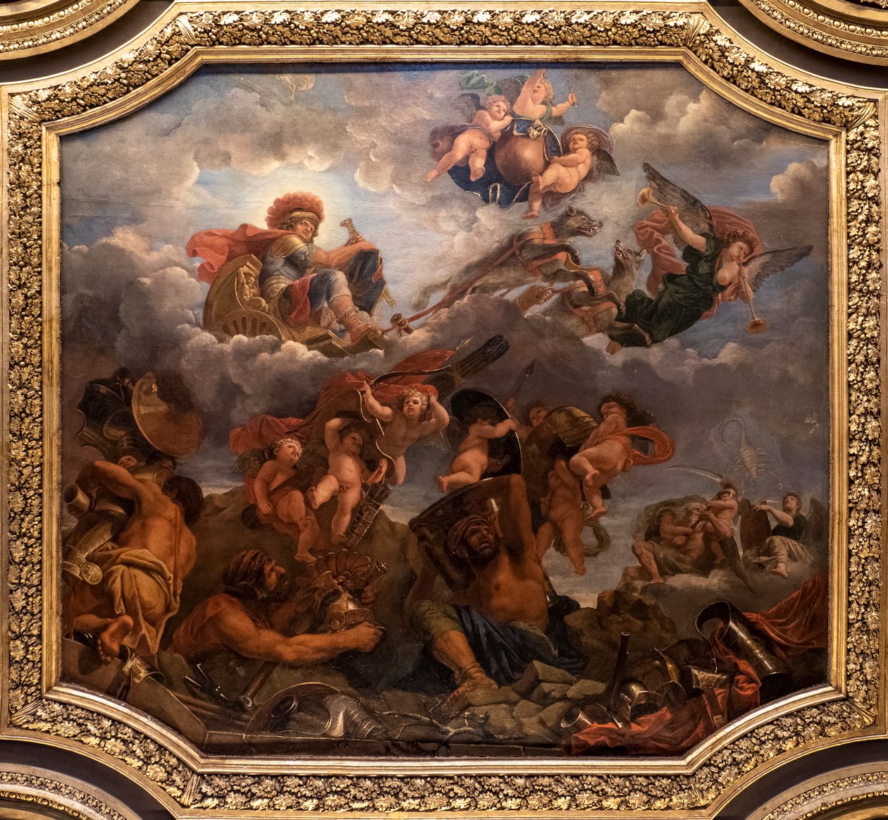 Mars på sin vogn trukket af ulve af Claude the Younger Audran