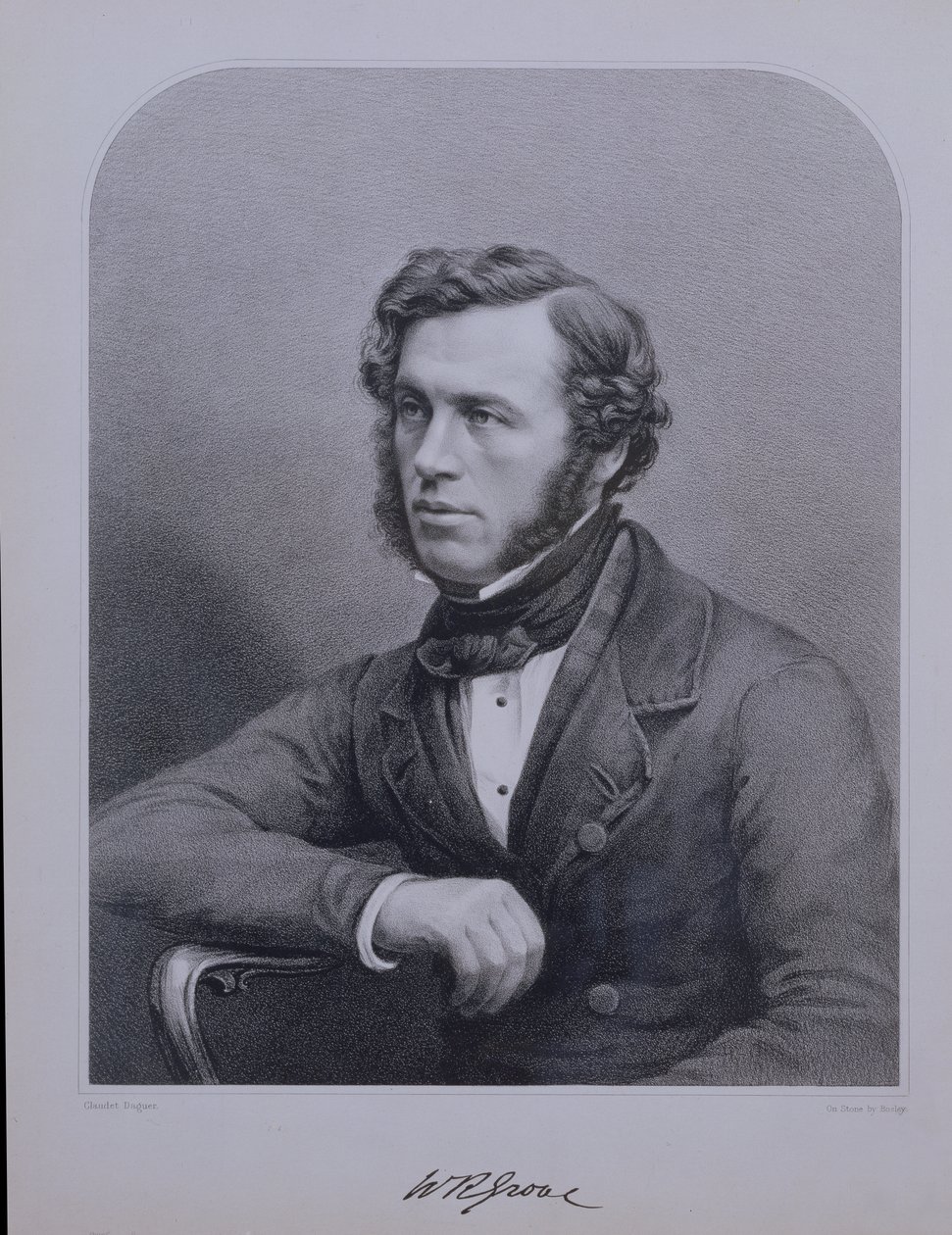 Portræt af Sir William Grove (1811-96) graveret af Bosley af Claudet Daguer
