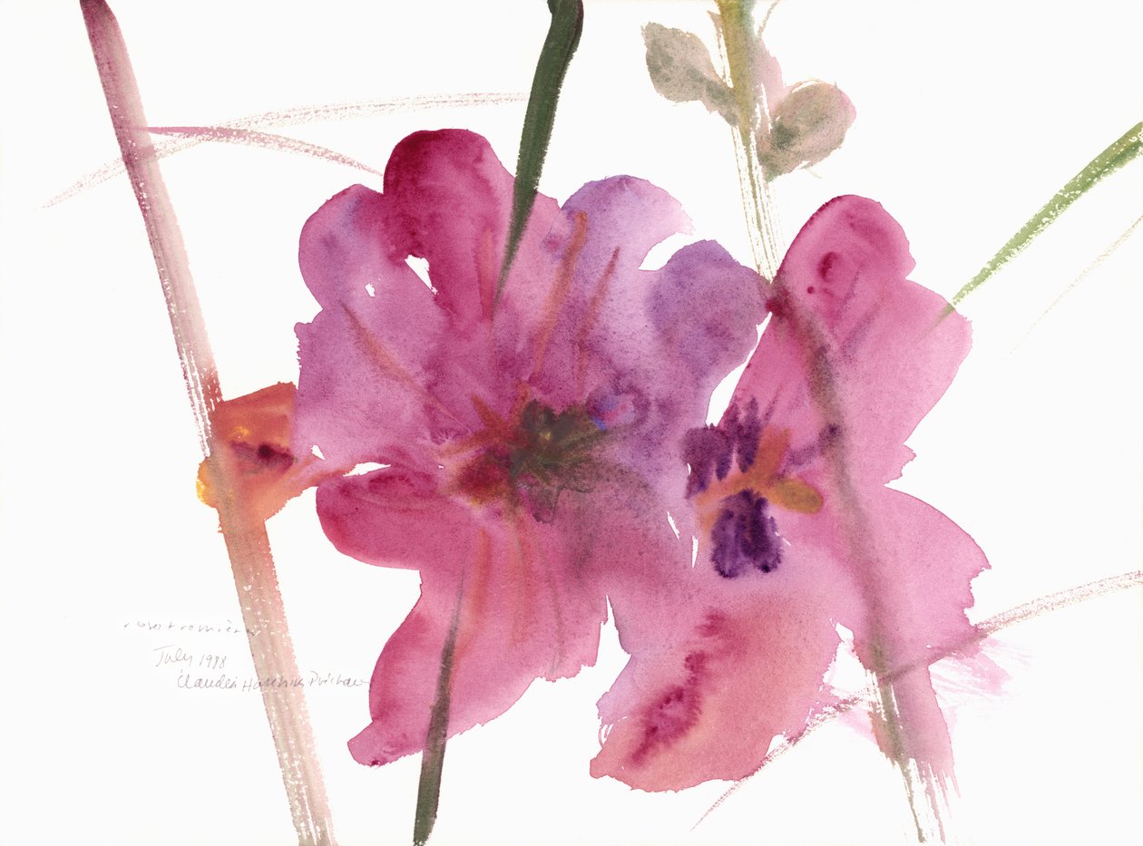 Stokroser, 1988 (akvarel) af Claudia Hutchins Puechavy