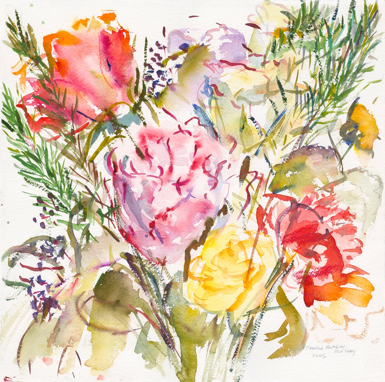 Rose Bouquet, 2006, (akvarel på papir) af Claudia Hutchins Puechavy