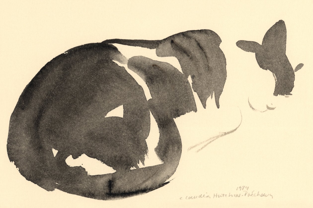 Sovende kat, 1984 (akvarel) af Claudia Hutchins Puechavy