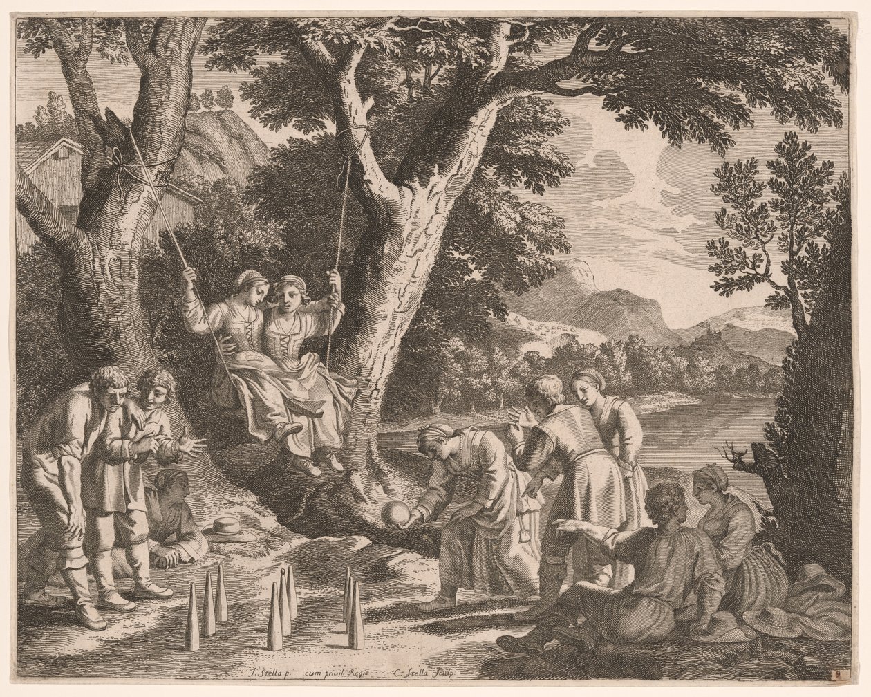 Et spil boule, plade 9 fra Pastorales af Claudine Bouzonnet Stella