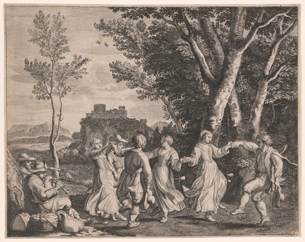 Dansen, planche 6 fra Pastorales af Claudine Bouzonnet Stella