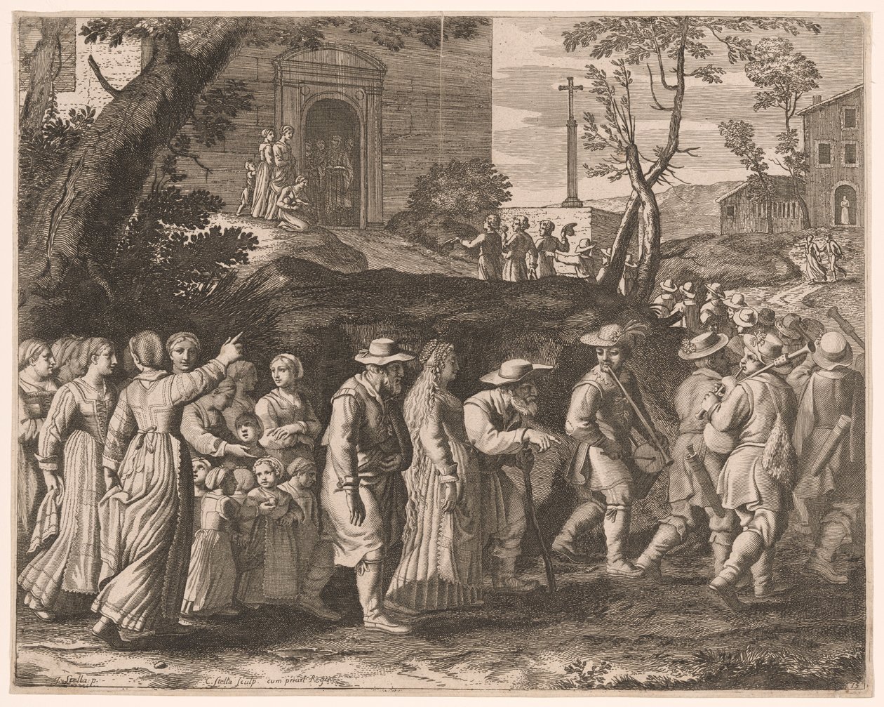 Bryllupsprocessionen, planche 15 fra Pastorales af Claudine Bouzonnet Stella