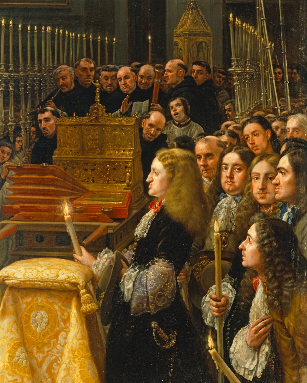 Tilbedelse af Sagrada Forma af Carlos II, konge af Spanien af Claudio Coello