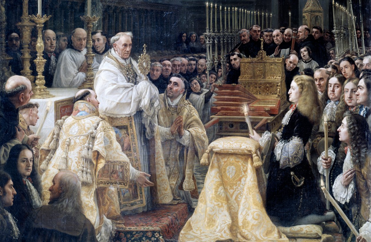 Karl II af Spanien i tilbedelse af den hellige eukaristien af Claudio Coello
