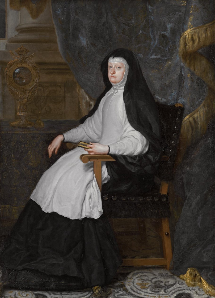 Tysk: Maria Anna von Österreich, Gemahlin König Philipps IV von Spanien, als Witwe Mariana af Østrig, gemalinde til kong Philip IV af Spanien, som enke af Claudio Coello
