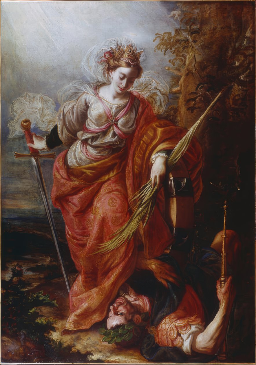 Den hellige Katarina af Alexandria dominerer kejser Maxentius af Claudio Coello