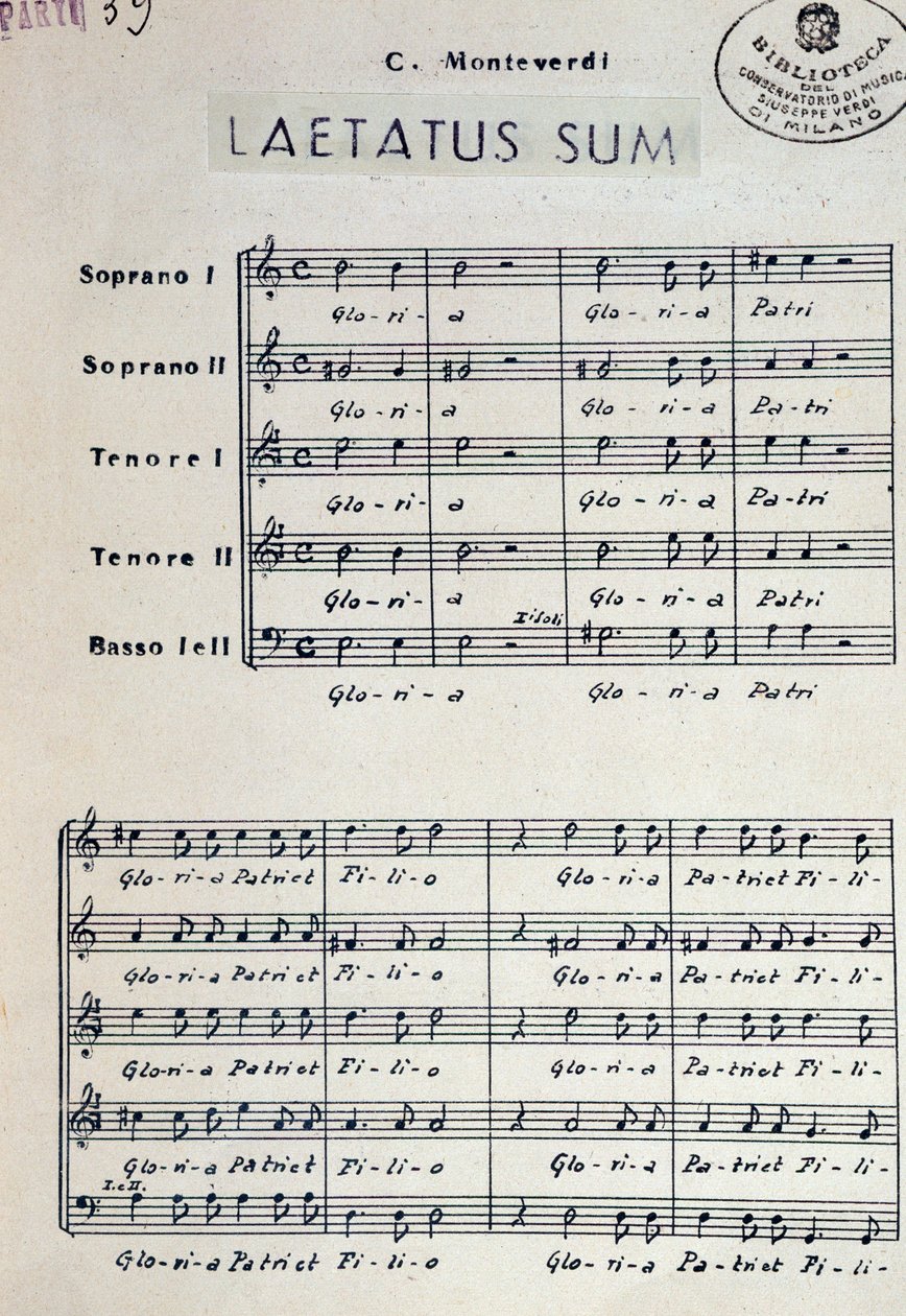 Musikpartitur af Dixit dominus af Monteverdi af Claudio Monteverdi
