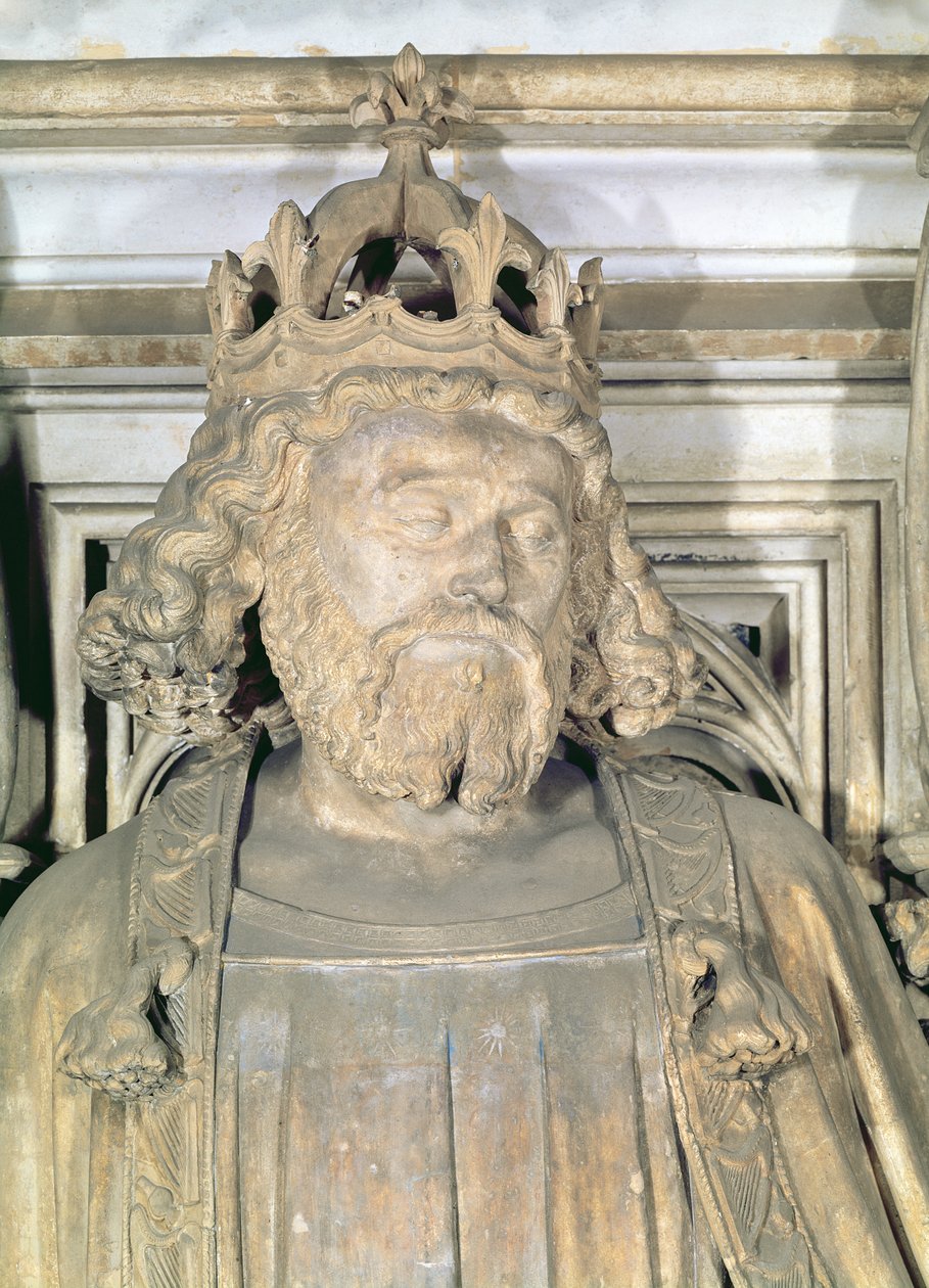 Kong David, detalje fra den sekskantede piedestal af Moses Brønd, 1395-1404 af Claus and Malouel, Jean Sluter