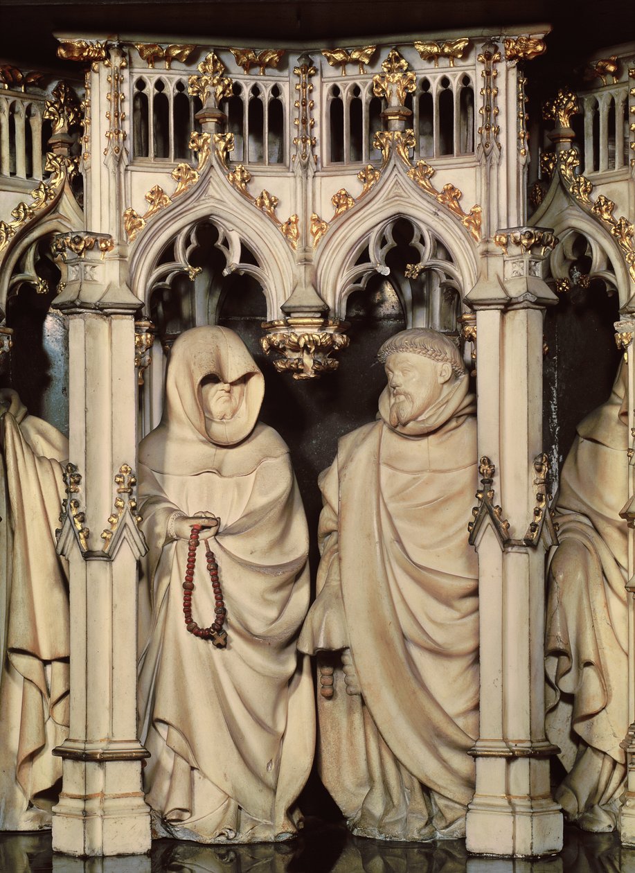 Filip den Dristiges grav (1342-1404) detalje af to sørgende, fra Chartreuse-kirken i Champmol af Claus and Marville Jean de (d.1389) Sluter