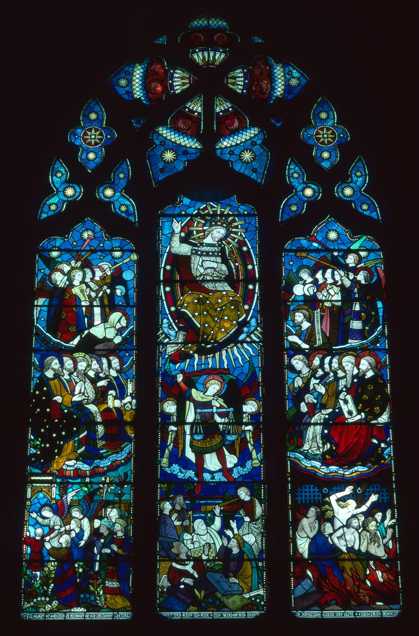 Vestvinduet forestiller den sidste dom af Clayton og Bell, ca. 1860 (glasmaleri) af Clayton & Bell