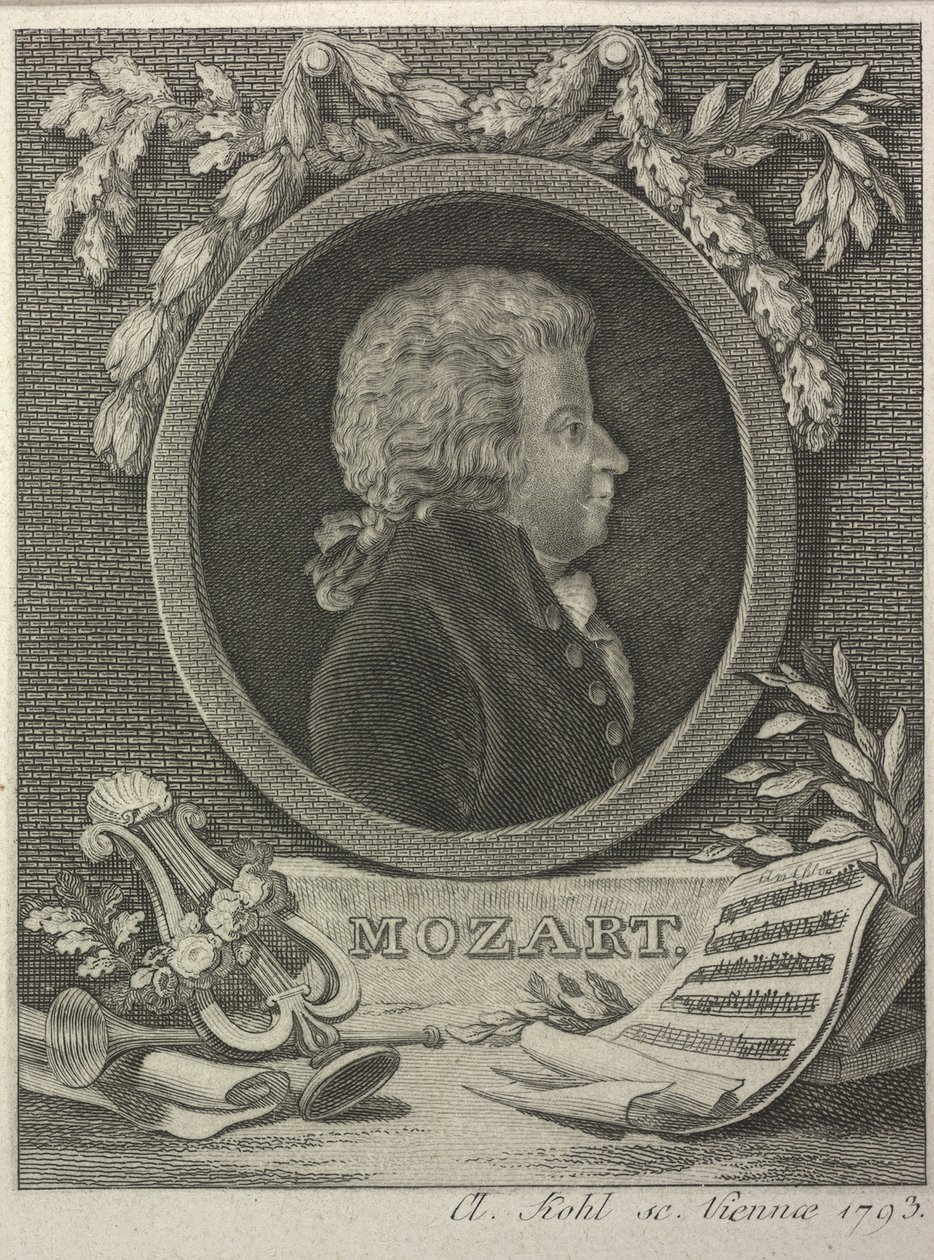 Wolfgang Amadeus Mozart, 1793 af Clemens Kohl
