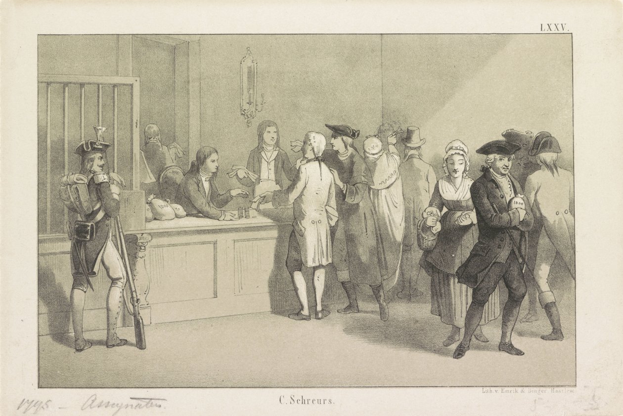 Udbetaling af assignater, 1795 af Clemens Prosper Schreurs