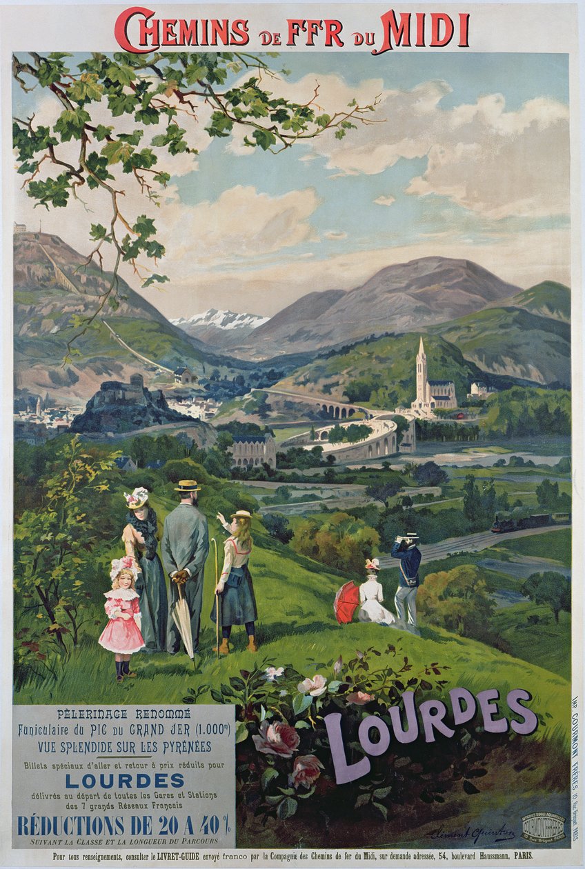 Plakat reklame Lourdes, Frankrig, ca. 1900 af Clement Quinton