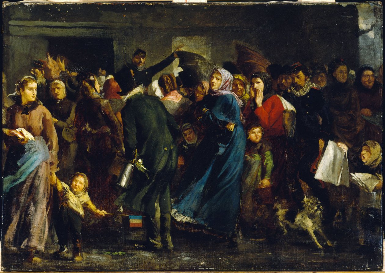 Køen ved slagterbutikken i 1871, ca. 1871 (olie på lærred) af Clément Auguste Andrieux